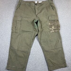 GAP Cargo Pants Size 38 Green Ripstop Relaxed Fit Gussetted Baggy Adjustable